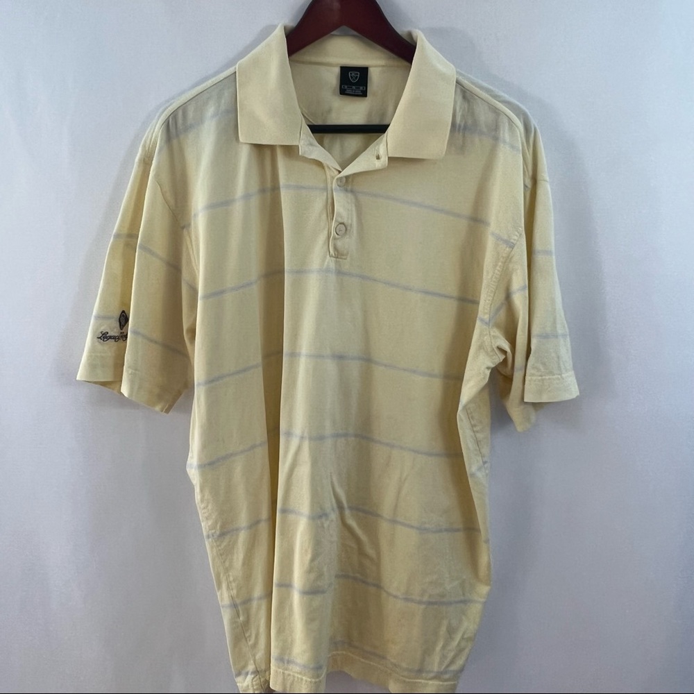 Nike Golf Polo Shirt Men's Size XL Yellow Striped Legacy Golf Club